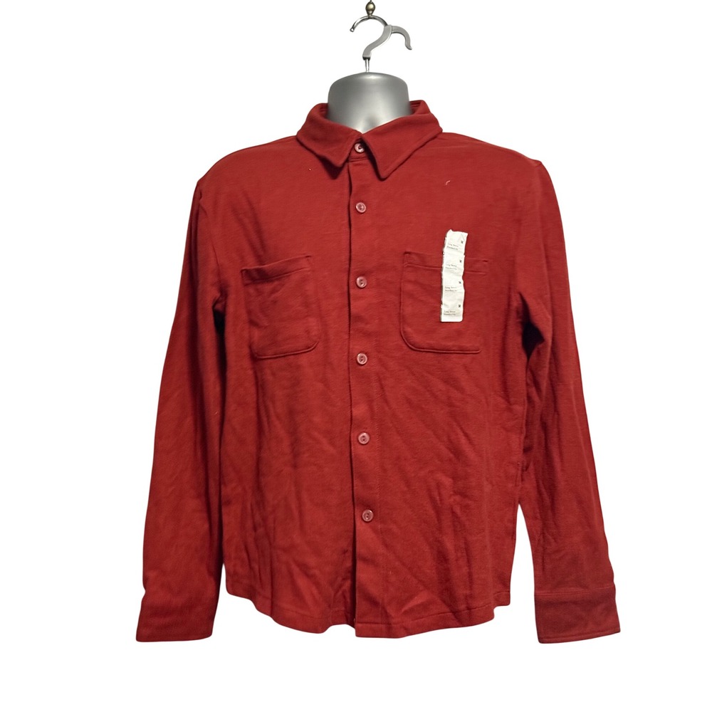 Goodfellow & Co Mens Small Rust Red Long Sleeve Button Down Knit Shirt Standard